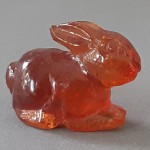 KG-075 Hand Carved genuine Natural Spessartite Garnet in Rabbit bunny animals Shape January birthstone gem gemstone Statue 8cts